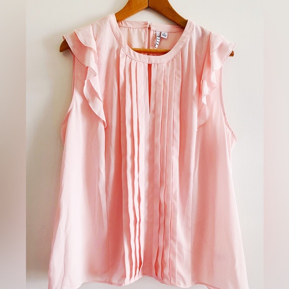 Elle Tops - Elle Pink Blush Chiffon Sleeveless Top Blouse 399